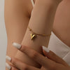 Titanium Steel Heart Bead Snake Chain Bracelet Anklet For Women Electroplated Cartoon Style