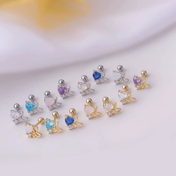 Titanium Steel Heart Butterfly Fashion Women's Earrings With Electroplating Treatment