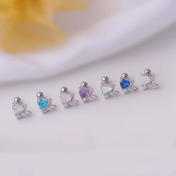 Titanium Steel Heart Butterfly Fashion Women's Earrings With Electroplating Treatment