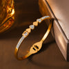 Titanium Steel Heart Diamondencrusted Electroplated Elastic Open Fashion Bracelet Fadeless Jewelry