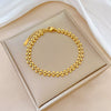 Titanium Steel Heart Dog Bone Chain Bracelet For Women With Gold Inlaid Constellation Pattern Retro Style