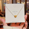 Titanium Steel Heart Necklace Mixed Gem Inlay Electroplated Light Luxury Style
