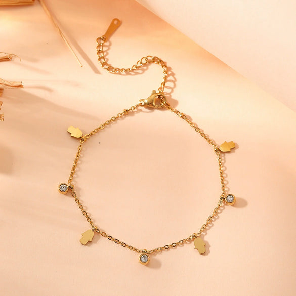 Titanium Steel Heart Pattern Cartoon Style Electroplated Women's Diamond Pendant Bracelet