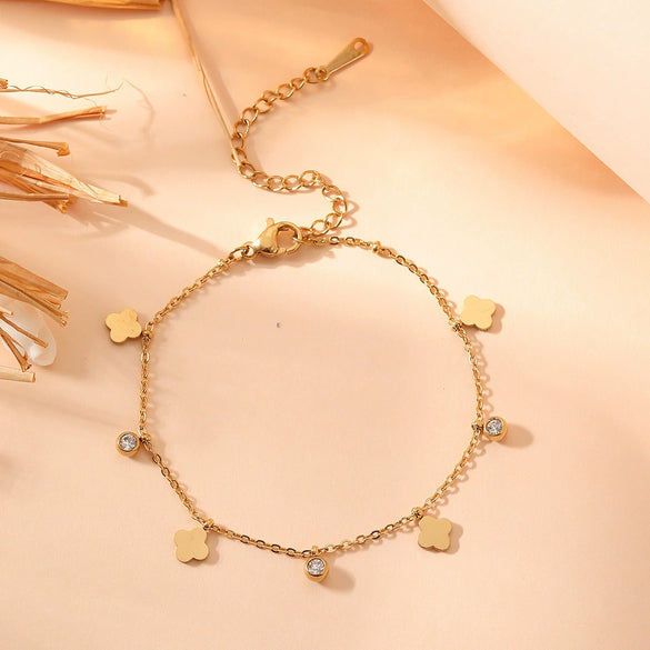 Titanium Steel Heart Pattern Cartoon Style Electroplated Women's Diamond Pendant Bracelet