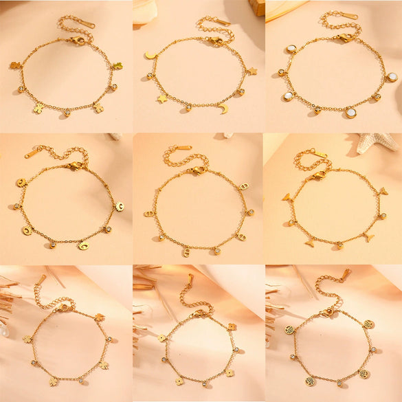 Titanium Steel Heart Pattern Cartoon Style Electroplated Women's Diamond Pendant Bracelet