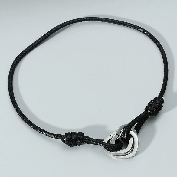Titanium Steel Heart Pattern Hollow Three Heart Love Unisex Couple Adjustable Hand Rope Bracelet