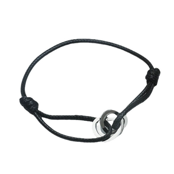 Titanium Steel Heart Pattern Hollow Three Heart Love Unisex Couple Adjustable Hand Rope Bracelet