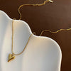 Titanium Steel Heart Pattern Snake Bone Ball Chain Necklace For Women Light Luxury Niche Design Electroplated