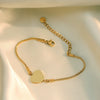 Titanium Steel Heart Pendant Bracelet With Geometric Pattern 18K Goldplated For Women