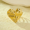 Titanium Steel Heart Pleated Ring Electroplated Love Styling Women's Accessories