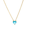 Titanium Steel Heart Shape Birthstone Pendant Necklace Electroplated O Word Chain Unisex