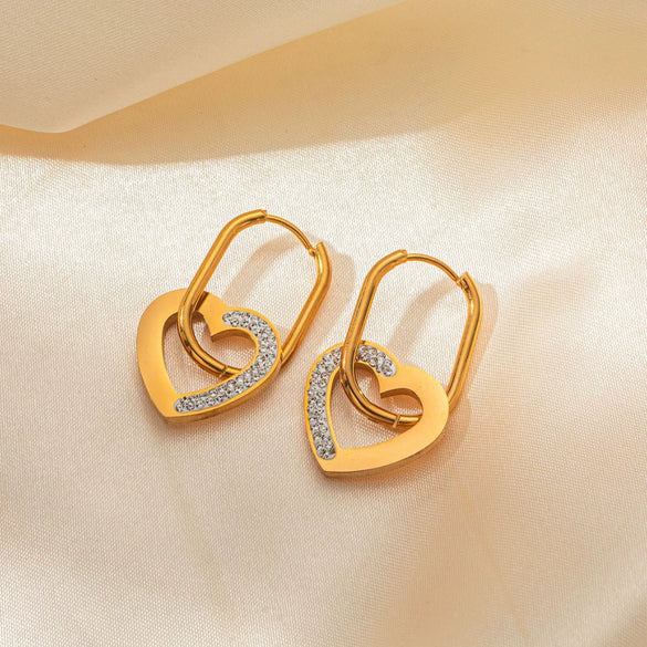 Titanium Steel Heart Shape Electroplated Earrings Love Pendant Fashion Unisex Jewelry