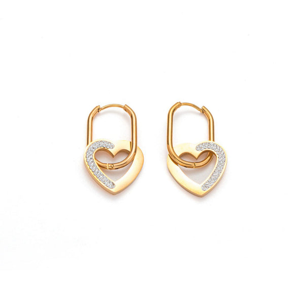 Titanium Steel Heart Shape Electroplated Earrings Love Pendant Fashion Unisex Jewelry