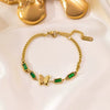 Titanium Steel Heart Shape Electroplated Women's Jewelry Bracelet With Zircon And Pearl