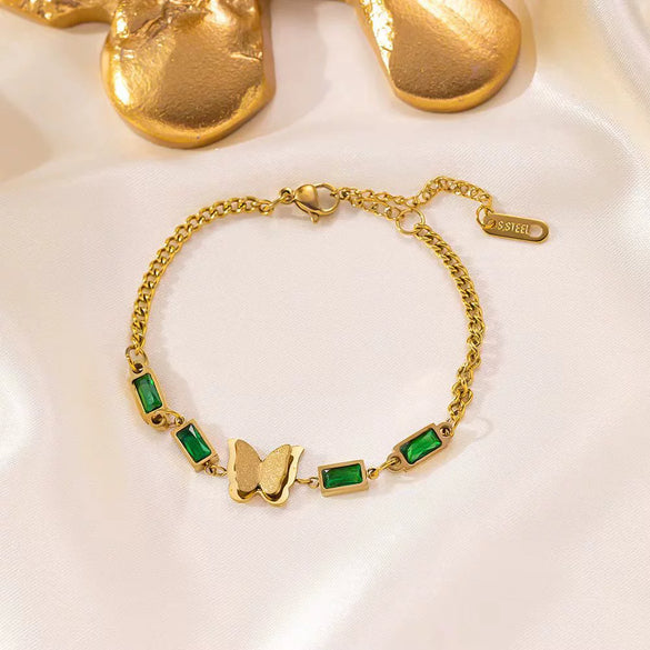 Titanium Steel Heart Shape Electroplated Women's Jewelry Bracelet With Zircon And Pearl