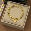 Titanium Steel Heart Shape Electroplated Women's Jewelry Bracelet With Zircon And Pearl