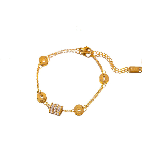 Titanium Steel Heart Shape Electroplated Women's Jewelry Bracelet With Zircon And Pearl
