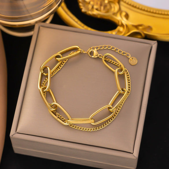 Titanium Steel Heart Shape Electroplated Women's Jewelry Bracelet With Zircon And Pearl