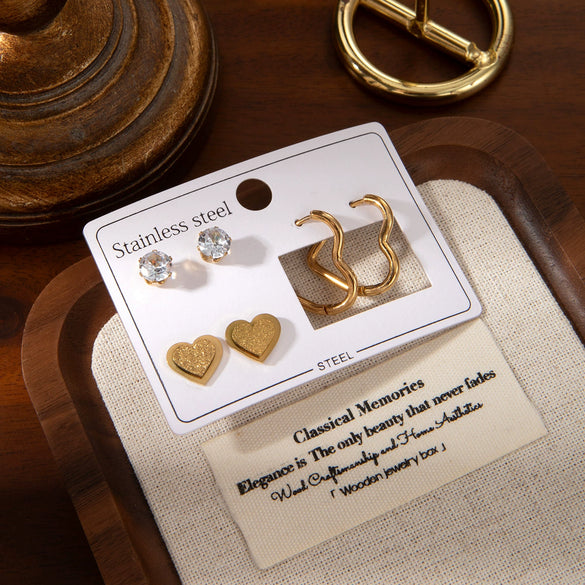 Titanium Steel Heart Shape Electroplating Earrings For Women