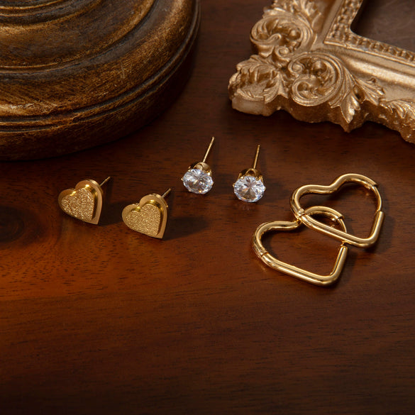 Titanium Steel Heart Shape Electroplating Earrings For Women