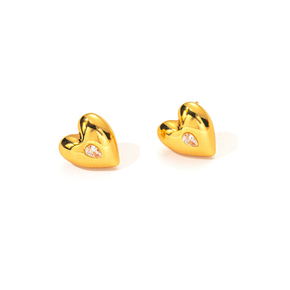 Titanium Steel Heart Shape Light Luxury Style Electroplated Earrings For Women