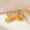 Titanium Steel Heart Shape Light Luxury Style Electroplated Earrings For Women