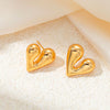 Titanium Steel Heart Shape Light Luxury Style Electroplated Earrings For Women