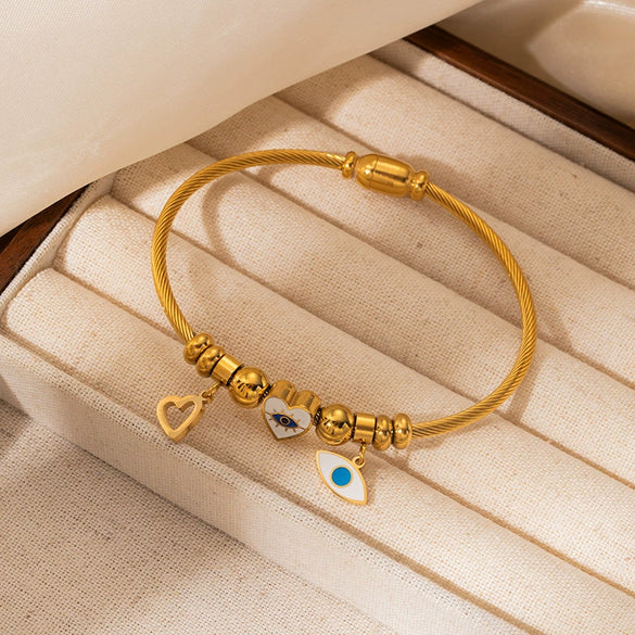 Titanium Steel Heart Shape Love Bracelet Creative Personality Vacuum Plated 18K Gold