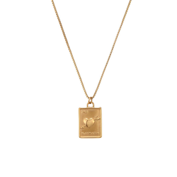 Titanium Steel Heart Shape Love Photo Album Photo Frame Necklace Retro 18K Gold Electroplated For Women