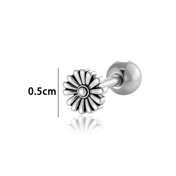 Titanium Steel Heart Shape Piercing Earrings With Electroplating French Retro Punk Style For Women