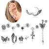 Titanium Steel Heart Shape Piercing Earrings With Electroplating French Retro Punk Style For Women