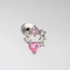 Titanium Steel Heart Shape Pink Zircon Ear Nail Sweet Style Earrings