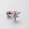 Titanium Steel Heart Shape Pink Zircon Ear Nail Sweet Style Earrings