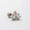 Titanium Steel Heart Shape Pink Zircon Ear Nail Sweet Style Earrings