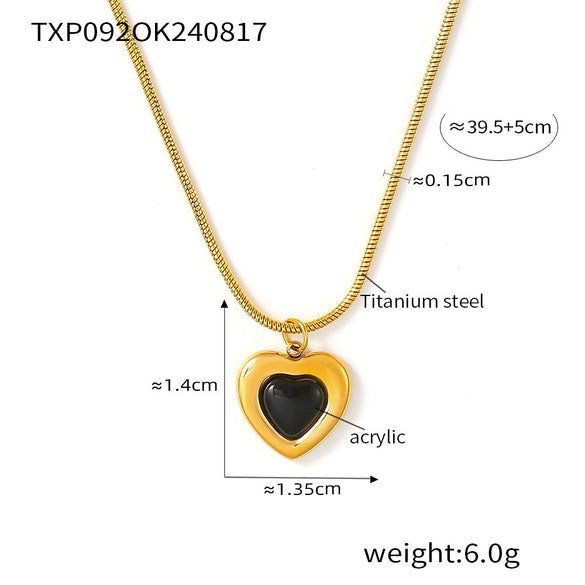 Titanium Steel Heart Shape Retro Minimalist Women's Necklace And Earrings Set With Electroplating