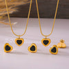 Titanium Steel Heart Shape Retro Minimalist Women's Necklace And Earrings Set With Electroplating