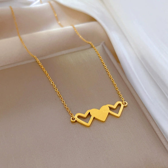 Titanium Steel Heart Shaped Cartoon Geometric Real Gold Plated Necklace Accessories