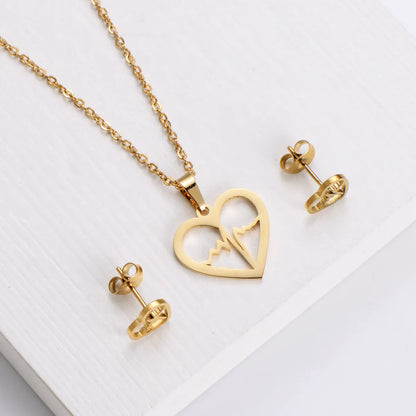 Aml [best-selling Ornament] Titanium Steel Set Jewelry Heart-shaped Pendant Ecg Net Hongguo Domestic Sales Women's New