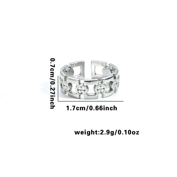 Titanium Steel Heart Shaped Geometric Ring With Electroplating For Female And Unisex Style
