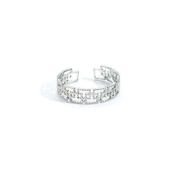 Titanium Steel Heart Shaped Geometric Ring With Electroplating For Female And Unisex Style