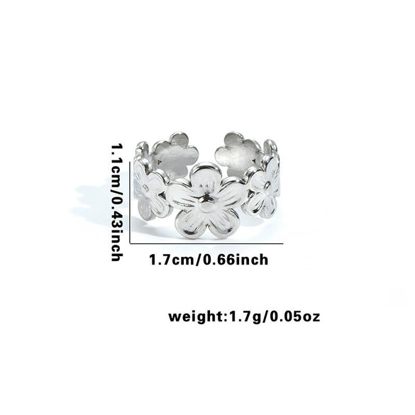 Titanium Steel Heart Shaped Geometric Ring With Electroplating For Female And Unisex Style