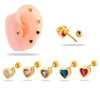 Titanium Steel Heart Shaped Inlaid Zircon Women's Piercing Earrings With Small Fresh Style