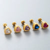 Titanium Steel Heart Shaped Inlaid Zircon Women's Piercing Earrings With Small Fresh Style