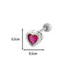 Titanium Steel Heart Shaped Inlaid Zircon Women's Piercing Earrings With Small Fresh Style