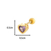 Titanium Steel Heart Shaped Inlaid Zircon Women's Piercing Earrings With Small Fresh Style