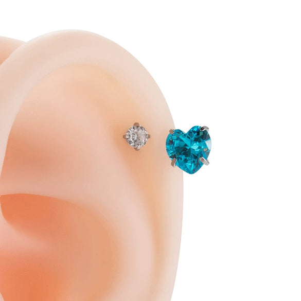 Titanium Steel Heart Shaped Inlaid Zircon Women's Ring Ear Nail