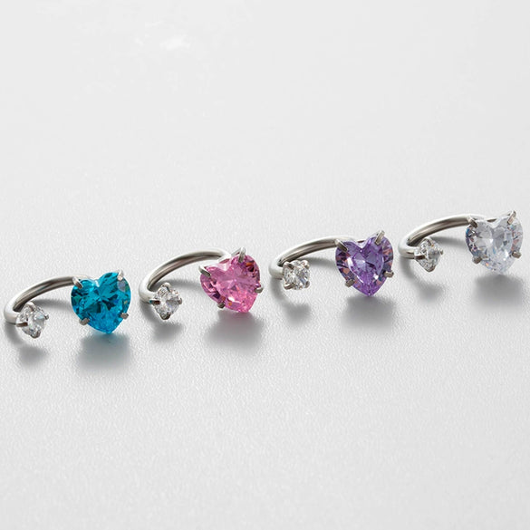 Titanium Steel Heart Shaped Inlaid Zircon Women's Ring Ear Nail