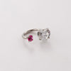 Titanium Steel Heart Shaped Inlaid Zircon Women's Ring Ear Nail