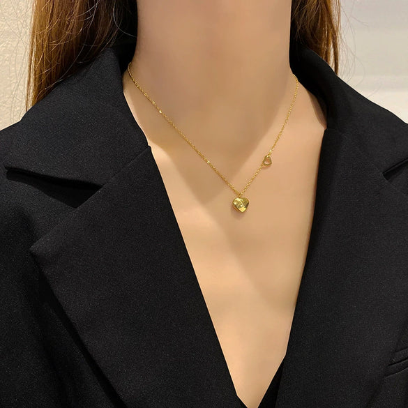 Titanium Steel Heart Shaped Women's Light Luxury Niche Love Collarbone Necklace With Design Sense And Simple Sweet Style