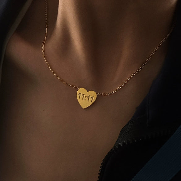 Titanium Steel Heart Stackable Necklace With Letters Numbers Text Electroplating